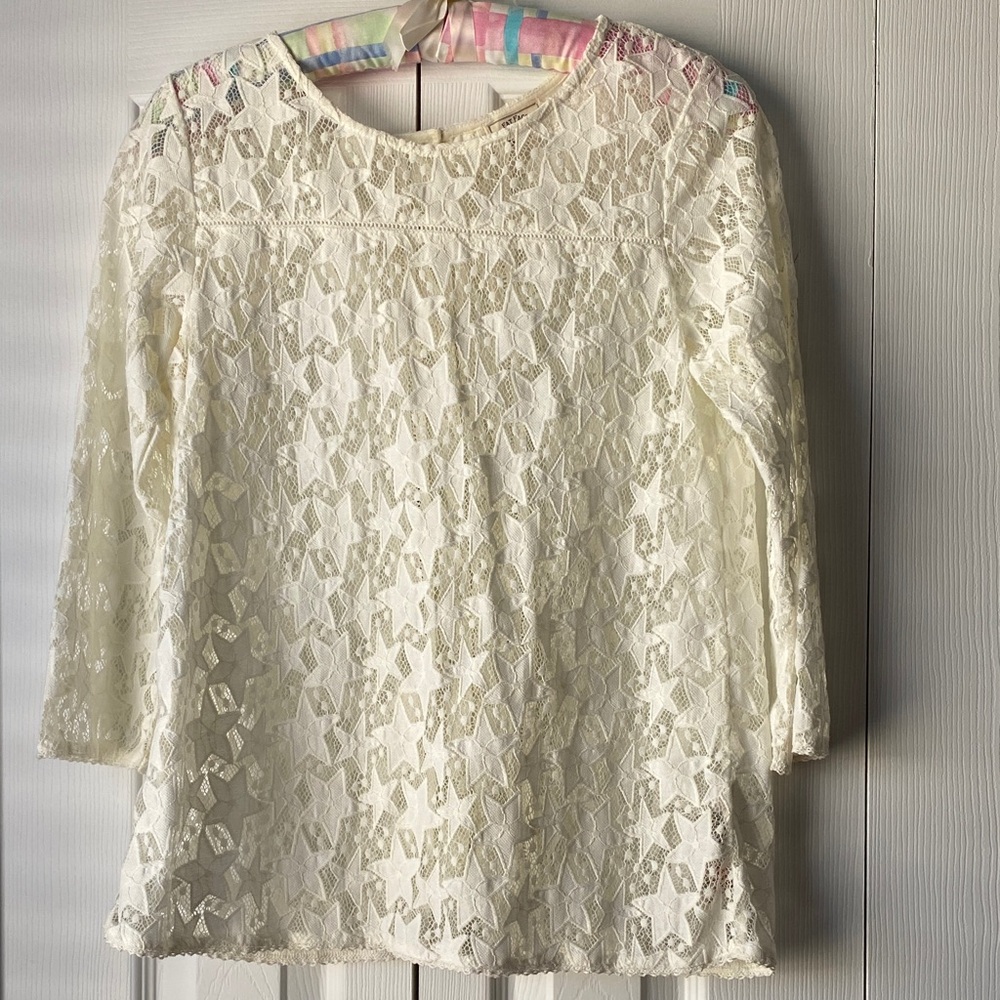 NWOT Fat Face Cream Lace Star-Pattern Blouse